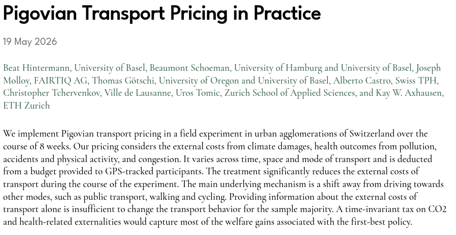 RevEconStudies's tweet photo. New paper by Hintermann, Schoeman, Molloy, Götschi, Castro, Tchervenkov, Tomic, and Axhausen

https://t.co/fWI0mA2pKf

#REStud
#EconX
#EconTwitter https://t.co/KiK29KVKjH