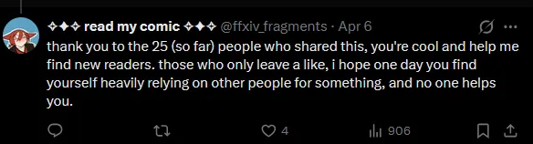 TiaLin_FFXIV's tweet photo. @ffxiv_fragments  is hiding every comment like this pointing the truth behing why he got called out. Don't let his fake cries for support fool you. He doesn't have respect even for his own supporters. https://t.co/r3g7EWpiEI