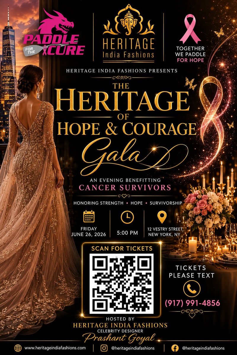 paddlecures's tweet photo. 🌊 From the Water to the Land, Our Mission Continues. 💗🐉

Friday, June 26, 2026 • 5:00 PM

✨ Heritage of Hope & Courage Gala

🎟️ Get Your Ticket
🤝 Become a Sponsor

Let’s Go! Join Us for an Evening of Hope, Courage & Survivorship.
Link to register :
https://t.co/18v0NTREX7?

#PaddleForTheCure #HopeAndCourageGala #LetsGo #StandingStrong 💗🐉✨
