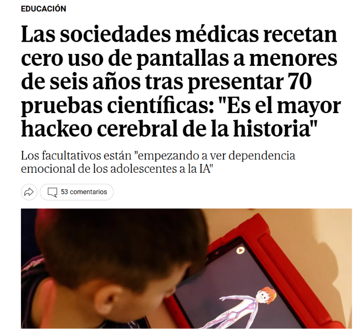 eduardo_recoba's tweet photo. Niños y adolescentes con teléfonos inteligentes, tablets y usando IA: "...es el mayor hackeo cerebral de la historia", dicen sociedades médicas pediátricas en España. 
NOTA ✏️ https://t.co/pD408JqGBV https://t.co/gSJU9CbyBz