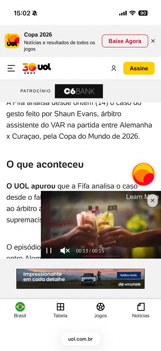 tropidurusbr's tweet photo. A tela do iPhone é grande. Mas o Uol enche de porcaria e não sobra nada. Tá ridículo https://t.co/cCr4Prkg6e