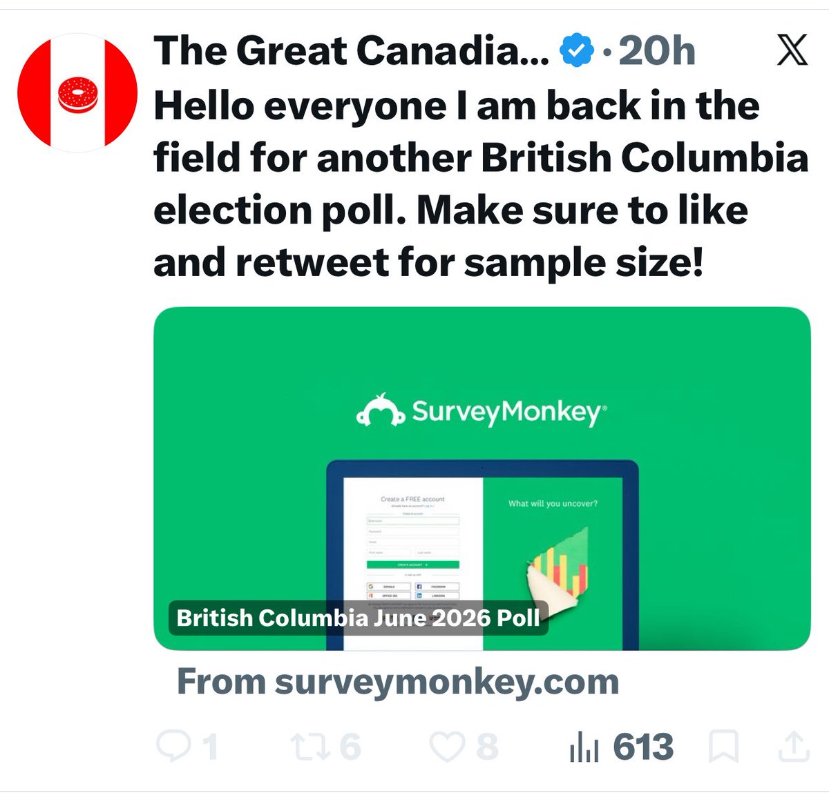 CanadaWillPrj's tweet photo. @CanadianPolling It’s not a poll - it is collected via twitter. It’s not representative of Albertans or Canadians. It is not random sampling.
It is complete and utter rubbish. To say bagel is crappy data is an understatement.
Funny watching the seppies eat it up. #sad #baddata @bagelpolling https://t.co/b4xr7Ag8x2