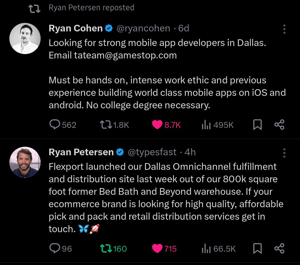 Racso714's tweet photo. @PhantomBlack699 @typesfast @ryancohen 🦋🚀👀 https://t.co/1GJeNrFpJS