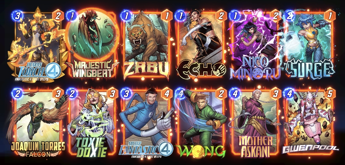 LaurenWhatevs's tweet photo. Psyched to announce my deck is featured in Grand Arena starting June 22nd!

I love Grand Arena, and Human Torch FS is my favorite Champion.

Play my deck if you wanna make massive Torches, clone them with Mother Askani, and then pass those buffs on to the top card of your deck! https://t.co/N7tLubI3Oa