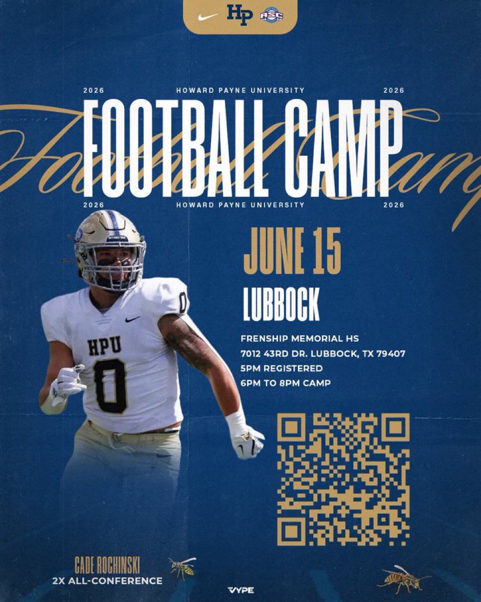 willculpepper12's tweet photo. Tonight I will be at Frenship Memorial for the @hputxfootball camp. Thank you @CarrKadarius for the invite. Can’t wait to get to work! @maisonragland @BrockGibson13 @T_Brockman @coachbanthony @806hsscmedia https://t.co/pb05lCye4P