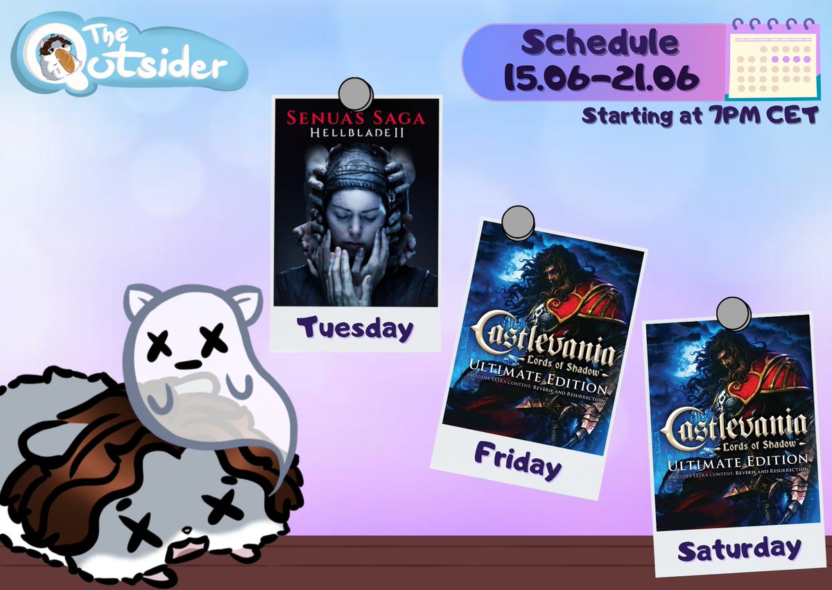 TQutsider's tweet photo. IRL intensive week for me is coming. 
I'll finish my current games before starting a new chapter in our schedule. I'm greatly interested in Senua's saga and looking forward to beat some demons in Castlevania.
Have a sunny week! https://t.co/8YglGFEkgz