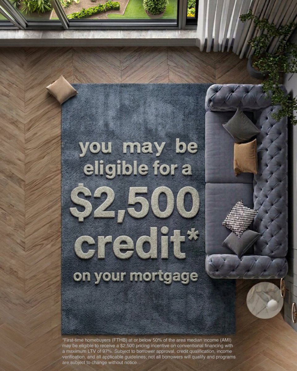 janellemicene's tweet photo. If you're a first-time homebuyer, you may be eligible to receive a $2,500 pricing incentive on your mortgage. Reach out to me at either 586-491-3733 or janelle@alignlending.com to learn more!
NMLS #2417072 https://t.co/N7VjyP84Yz
