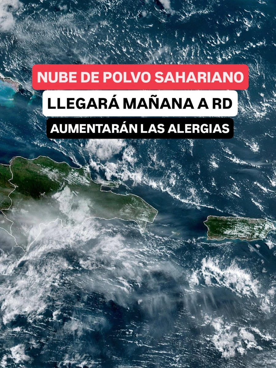 JeanSuriel's tweet photo. 🔴🔴TOMEN NOTA | Esta semana se acercarán tres ondas tropicales a República Dominicana, además de una nueva nube de polvo del Sahara: algunas precipitaciones moderadas podrían desarrollarse, sin riesgo de inundaciones significativas; el ambiente se mantendrá caluroso debido a que faltan seis días para el inicio del verano 2026.

Sigue ⬇️