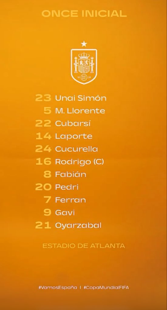 elchiringuitotv's tweet photo. 🇪🇸 ¡GAVI, TITULAR en el DEBUT de ESPAÑA!

➡️ El XI de Luis de la Fuente para el partido ante Cabo Verde.

Vívelo en #ChiringuitoInside desde las 17:30. https://t.co/UDa6TRVG9H