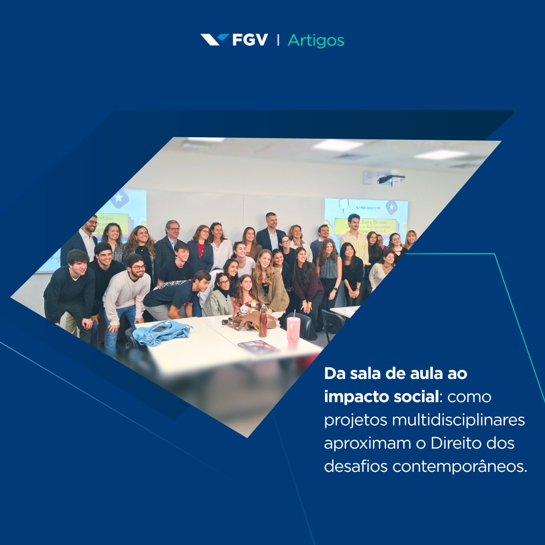 FGV's tweet photo. Como preparar futuros juristas para desafios como IA, plataformas digitais e proteção de dados? Na FGV Direito SP, estudantes transformam conhecimento em soluções para problemas reais. Saiba mais no novo artigo do LinkedIn: https://t.co/JgCPhYNOdn #CursosFGV https://t.co/QgBCbWufCP
