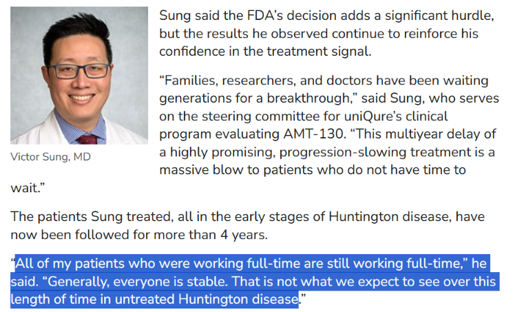 DesertDweller93's tweet photo. @mike98572986 Must be the dreaded placebo effect, NOT!!! 

How can anyone disagree that @uniQure_NV $QURE AMT130 should get approval to file BLA? This is criminal.

Mike, you are the best, uncovering all these articles and evidence to support my belief that the FDA will realign shortly. https://t.co/VHLT7HO0jn