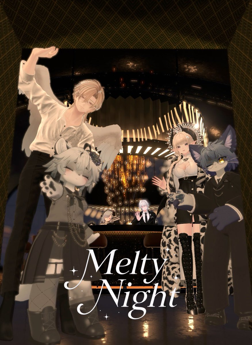 VRC_MeltyNight's tweet photo. ▍𝐌𝐞𝐥𝐭𝐲 𝐍𝐢𝐠𝐡𝐭 開催予告

🕰日時： 2026/06/22 （月曜日）
22:30～23:45頃 オープン！

📨参加方法：本アカウントをフォロー
本ツイートのリポスト（2枠）

または当日22時30分に 「チロ子。」へjoinリクエスト（2枠）

当選された方にはDMでご案内いたします。

#VRCイベント #RPイベント https://t.co/WPZ8OHuAtq