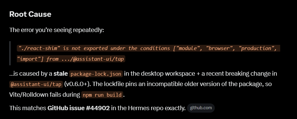 abbashali01's tweet photo. okay...did a little prompting and found this to be the main cause. Suggested fix is to try deleting the node_modules and the electron caches and then try running the installer again as an administrator

lets see if this does anything https://t.co/s6GRYAVhqY