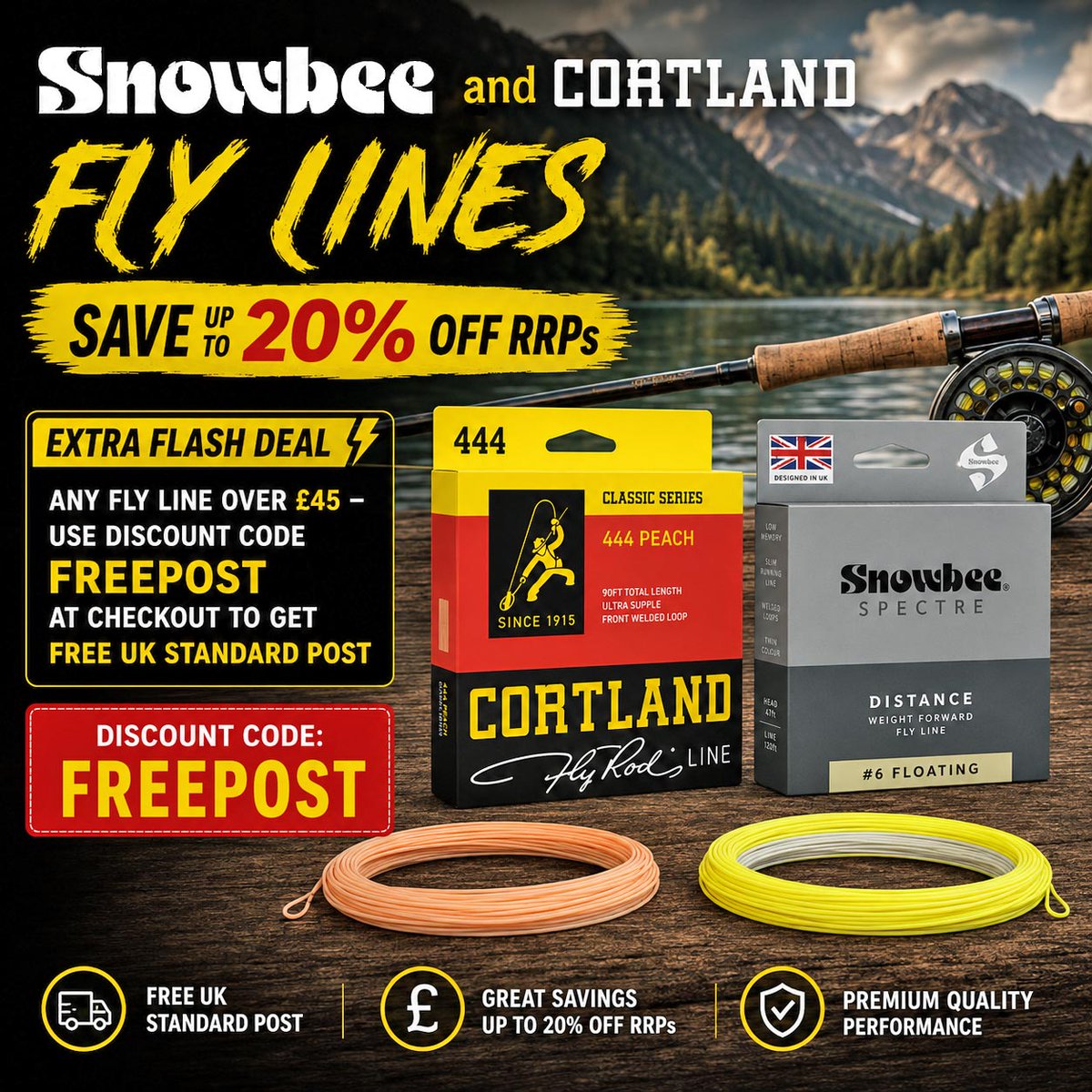 troutcatchers's tweet photo. 🎣WHAT A DEAL!🎣
https://t.co/YZ9xP1pGUF
Snowbee & Cortland Fly Lines-Save up to 20% Off RRPs
⚡EXTRA FLASH DEAL⚡
Buy any fly line over £45 get FREE UK Standard Post
Discount code : FREEPOST (case sensitive)
#troutcatchers #FlyFishing #flyfishinguk #flylines #snowbee #cortland https://t.co/NJd8fazmOU