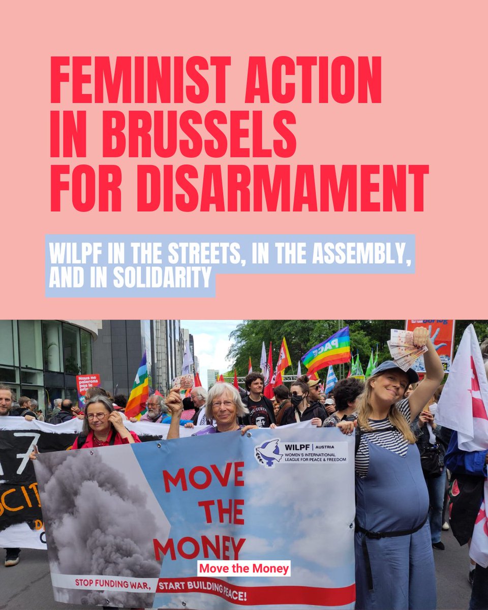 WILPF's tweet photo. What if public money was invested in life instead of war?

In Brussels, #WILPF members from across Europe brought a feminist challenge to rising #militaryspending and #rearmament.

Learn more about the #MoveTheMoney: https://t.co/P15BGzTGTY https://t.co/6jPtA7JPxU