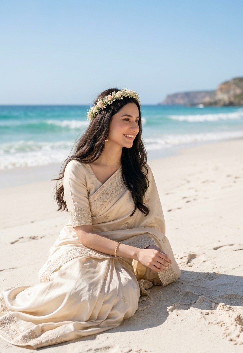 South Asian Bride on Beach