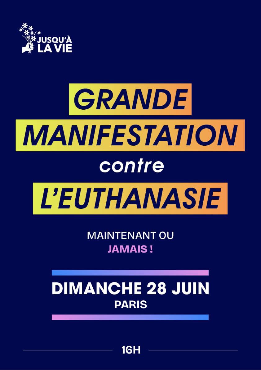EveilleursE's tweet photo. C’est maintenant ou jamais 🕰️

Le gouvernement prévoit de faire passer la loi euthanasie le 15 juillet 2026.

📢 RDV à Paris le 28 juin, de *16h à 18h* , pour défendre une société solidaire des plus fragiles, où tuer n'est JAMAIS un soin ! https://t.co/rx65OmYX05
