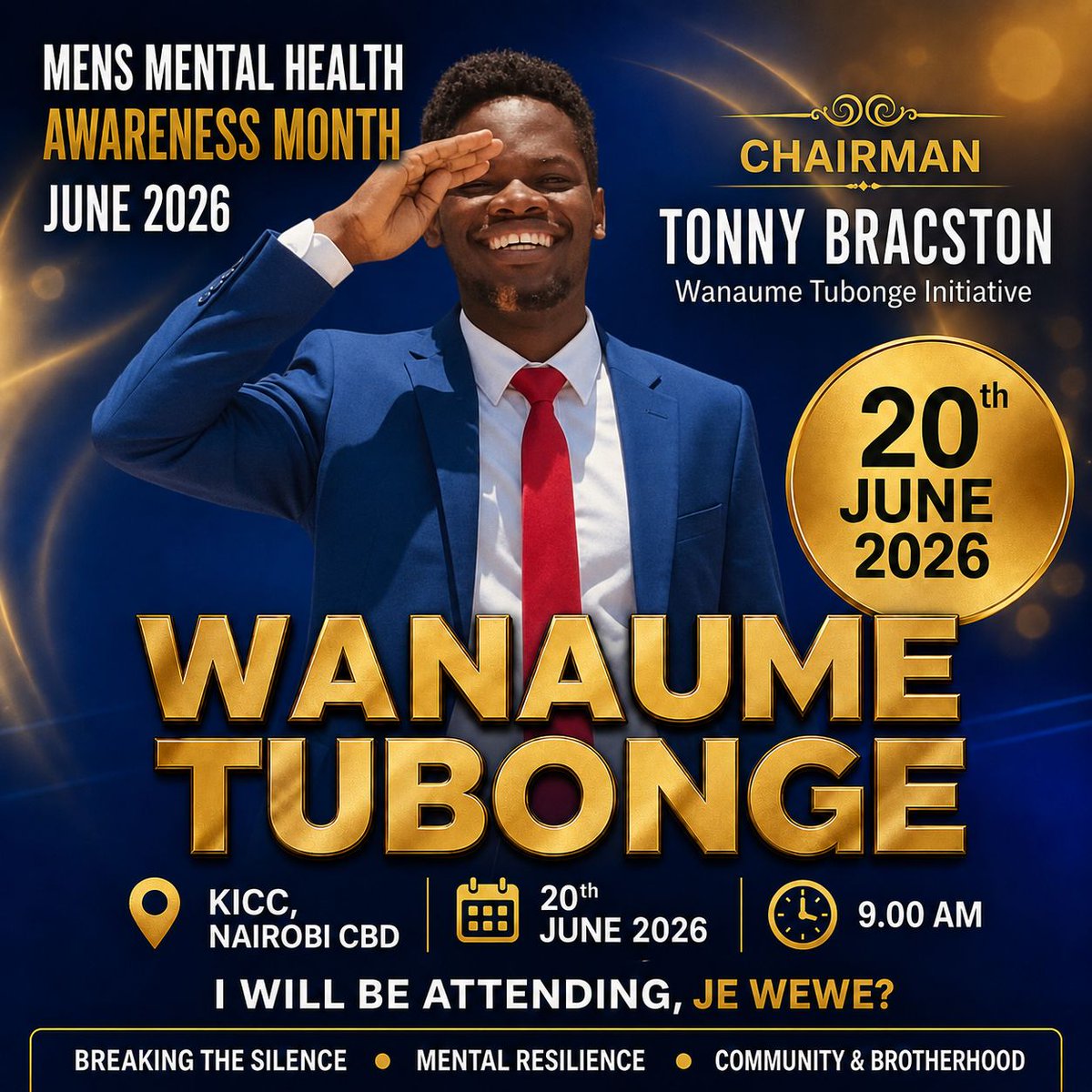 Onkundi01's tweet photo. If silence has ever taken someone you love — a brother, friend, father, or son — this is your moment. On 20th June, we gather to talk, to listen, and to heal. Wanaume Tubonge.
#TubongeTujibonge
#WanaumeTubonge
Men Mental HealthKE
20th June https://t.co/OpKgKM04Gq