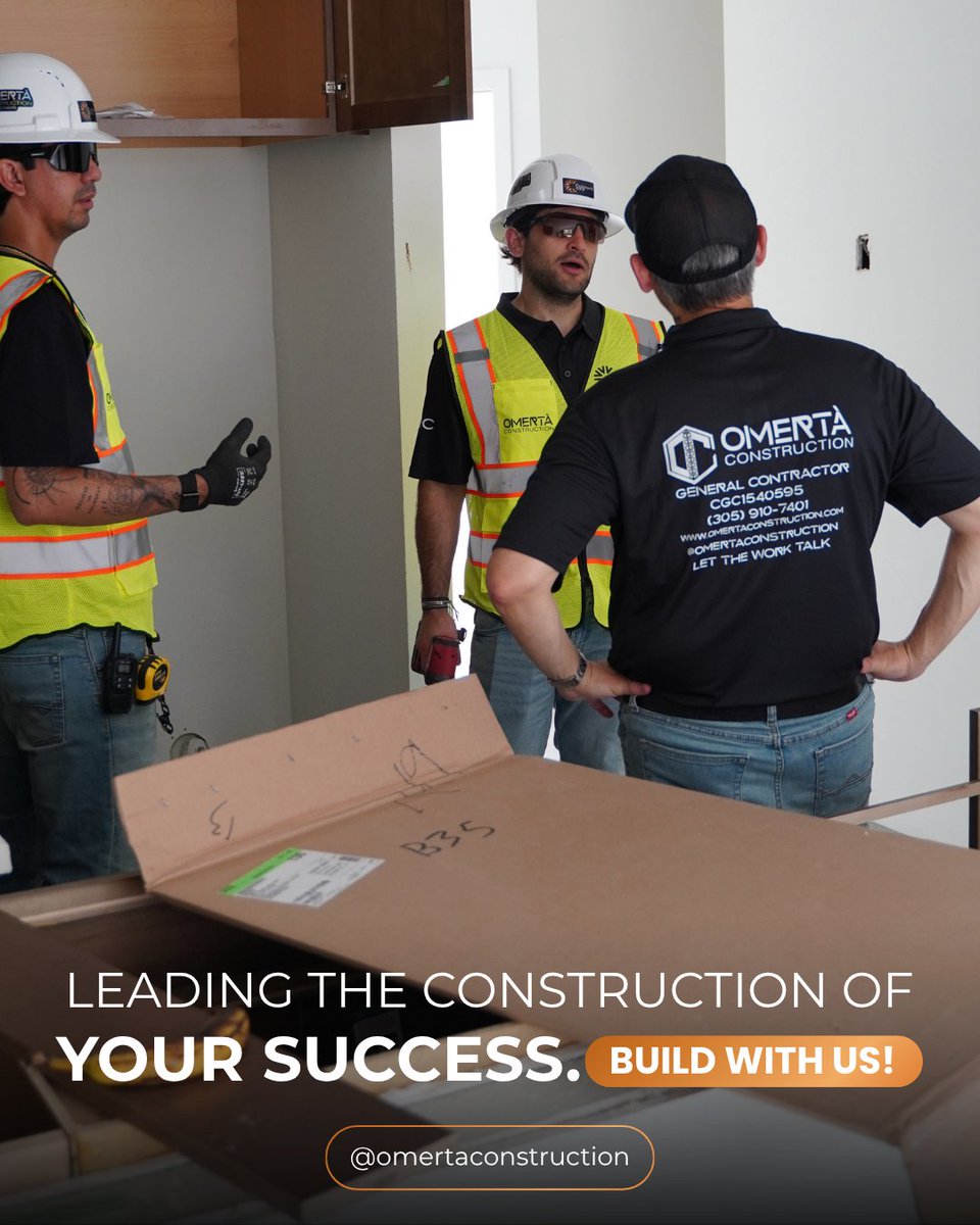 OMERTAGC's tweet photo. Every great project begins with a decision.

Choose quality.
Choose experience.
Choose Omertà.

📞 (305) 910-7401
Licensed &amp; Insured General Contractor
CGC1540595

📩 DM us today for a FREE estimate.

#MiamiConstruction #LuxuryConstruction #BuildDifferent #DreamHome #SouthFlorida https://t.co/m9KgcS5MoW