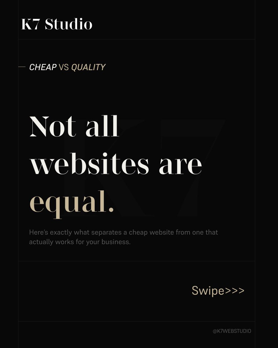 K7webstudio's tweet photo. Not all websites are equal.

Some just look fine. Others are built to perform, convert, and scale.
Cheap saves cost today, quality builds revenue every day.

K7 Studio

What side are you on?
Drop your opinion in the comments https://t.co/QZrbbrsaj8