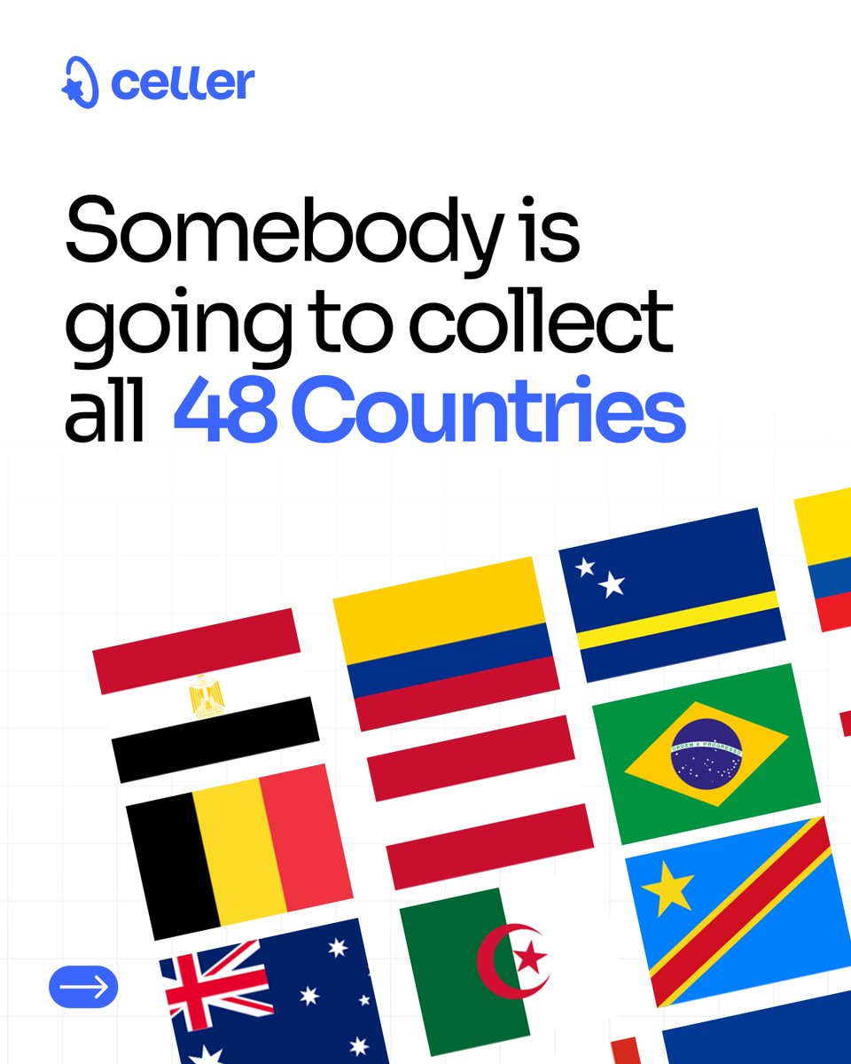 UseCeller's tweet photo. The Celler World Cup Drop is here!

This World Cup, every day is match day on Celler. 

Open the app daily to collect country cards, complete your collection, unlock rewards and stand a chance to win exciting prizes.

Here’s how it works:
🎁 Get a FREE country card every day https://t.co/u8Be2qqimE