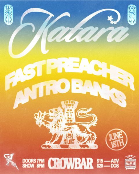 CROWBARLIVE's tweet photo. SHOWS THIS WEEK

6/15
ART RAFFLE
6PM
$10 ENTRY

6/17
DaCYPHER The All Black Showcase
$10 ENTRY

6/18
Katara, Fast Preacher, &amp; Antrobanks
7PM
18+
🎟️ https://t.co/F2jG0BU5xv

6/19
DELTA SLEEP - SOLD OUT

6/20
Bixby
7PM
🎟️ https://t.co/W61jvtSA46

6/21
Church Sessions 
9PM
🎟️ FREE https://t.co/pQWqzhQ6l8