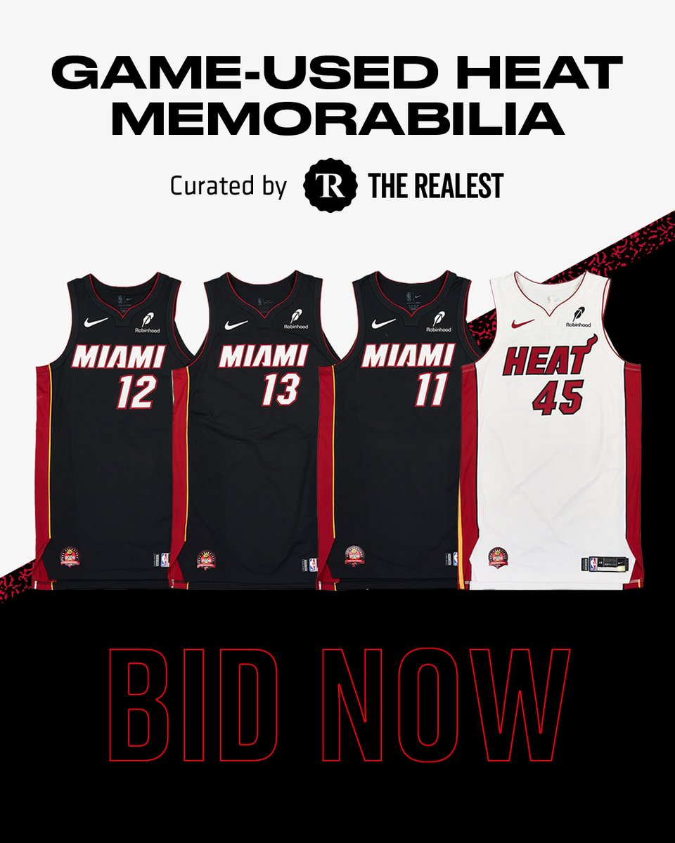 MiamiHEATstore's tweet photo. Just dropped - more Miami HEAT game-used memorabilia up for auction! Bidding open now: https://t.co/jNHGgZXzrS

@THEREALESTCOM // @MiamiHEATstore https://t.co/nCfhX1PrC9