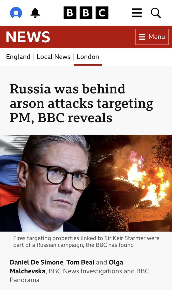 JimfromOldham's tweet photo. Reporting by @bbcnews Britain and its democracy is being targeted by foreign interests determined to destabilise our country.

“Russian operatives ran their sabotage and provocation campaign remotely through social media and the messaging app Telegram, we found, creating fake online far-right and Muslim groups, which were used to organise acts of vandalism in the UK and stir up division and fear.”

“Accounts based in Russia posted lies about the motive for the arson attacks targeting Starmer, which were spread by figures such as far-right anti-Islam activist Tommy Robinson.” @BBCNews 

https://t.co/qGfmlgbpyK