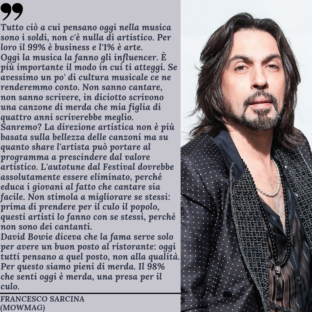 Infomusica_blog's tweet photo. Francesco Sarcina delle Vibrazioni vuota il sacco sullo stato attuale della musica in Italia. L'intervista integrale è su Mowmag ed è da leggere con grande attenzione. https://t.co/foE8sD8w0W