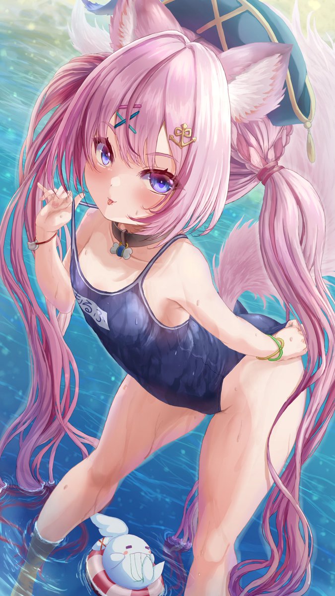 take_hime's tweet photo. Vtuber海汐もるふ船長のファンアートを描いてみました。
スク水のもるふ船長です。
デビュー２周年おめでとうございます。
#もるふの宝箱 https://t.co/k9WgeTEHgJ