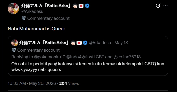 raveoly's tweet photo. "berhenti memaksakan tafsir"

NGACA KONTOOOLLLLLLL. mampus enak kan sekarang di tekan beneran sama muslim yg nolak LGBT. MAMPUS

taste your own fucking medicine you freak fuck https://t.co/ViUYu0kCOr