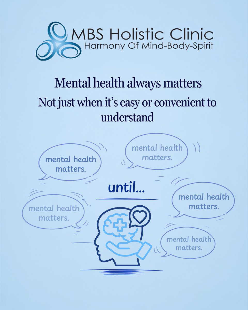 mbs_holistic's tweet photo. **💙 Mental health matters—especially when it's not convenient.**
It's easy to advocate for mental health until someone withdraws, stops replying, needs extra patience, or requires long-term support.
#MentalHealthMatters #MentalHealthAwareness #ChooseEmpathy #EndTheStigma #BeKind https://t.co/WtcsLF3ul3