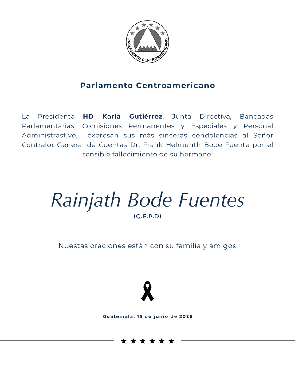 PARLACEN's tweet photo. 🕊️ Con profundo pesar, el Parlamento Centroamericano expresa sus más sinceras condolencias https://t.co/aEjGtqWMzj