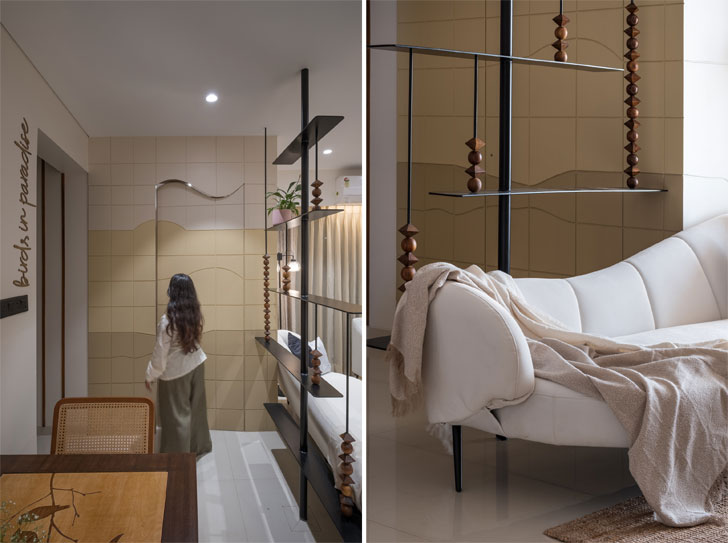 IndiaArtnDesign's tweet photo. What role can detail play when space, budget, and planning constraints are already defined? Explore this 800 sq.ft. Pune apartment by #ThinkWithUs where recurring motifs, custom interventions, and carefully considered details shape the identity of a home. https://t.co/5C6K2978ri https://t.co/pCeqYNfBdd