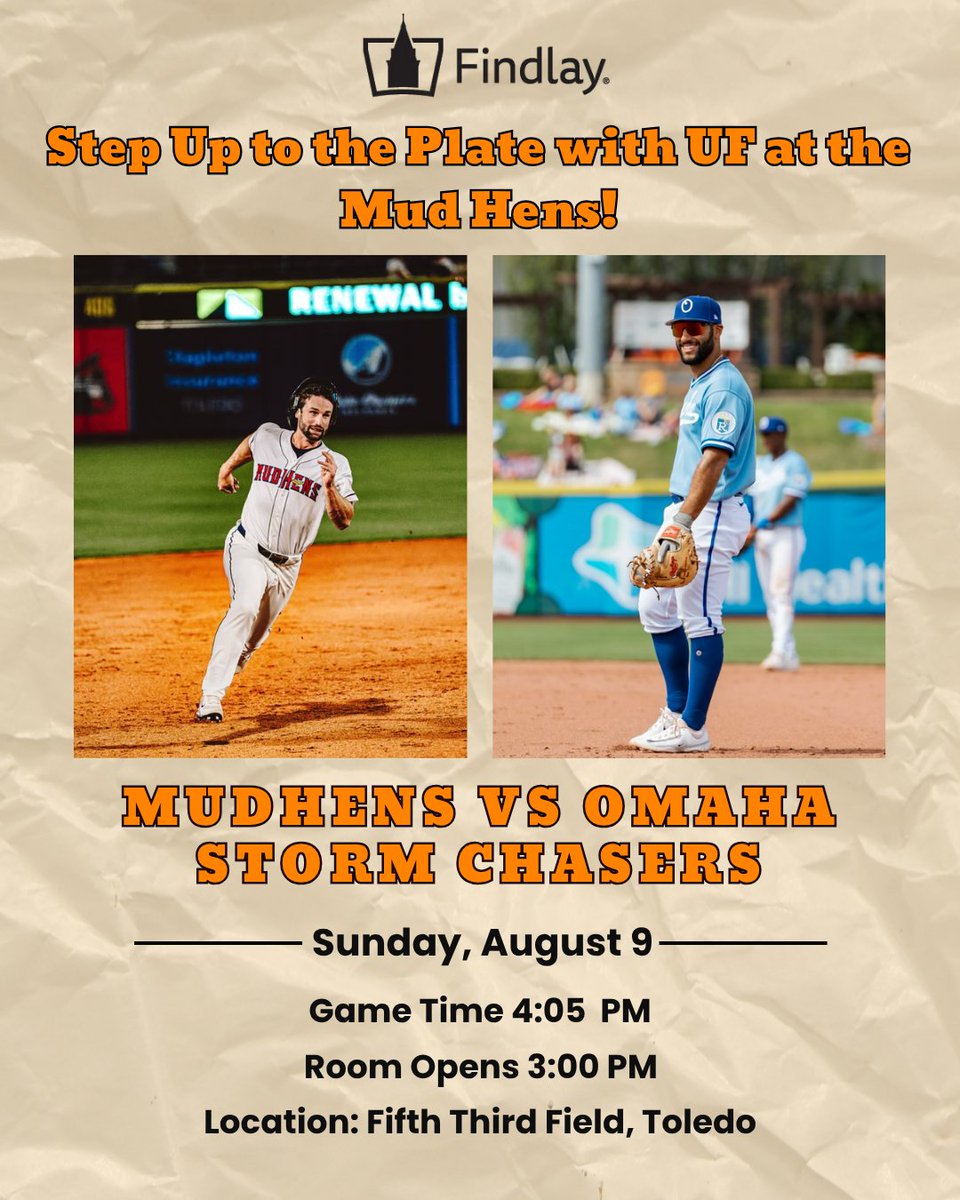 OilerAlumni's tweet photo. Step up to the plate with fellow Oilers at the Toledo Mud Hens!⚾

Join fellow alumni and friends at Fifth Third Field on August 9 for a Mud Hens game, food, beverages, and access to the Holy Toledo Room.

Register by July 13: https://t.co/54AIInLoEL https://t.co/9hItYFDxqR