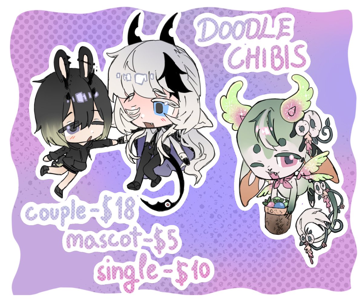 Bingusbeagle's tweet photo. 🩷Chibi cmms open!

🎣Deets are in the image :))
⭐️Complex chars have a fee

Thank you for your support!
(Contact via DM)
#commission #art #oc https://t.co/Z6cq85M9cb
