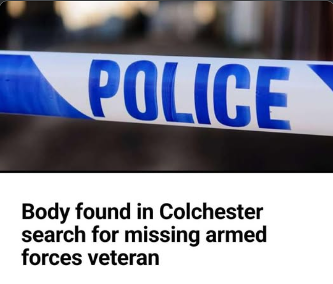 Robbie_Reasons's tweet photo. A body has been found in Colchester during the search for missing armed forces veteran Carl Jordan.

My thoughts are with his family and loved ones.

The way we prioritise others over our veterans is a disgrace. Those that sacrificed so much pushed to the bottom of the queue. https://t.co/faICemV6K3