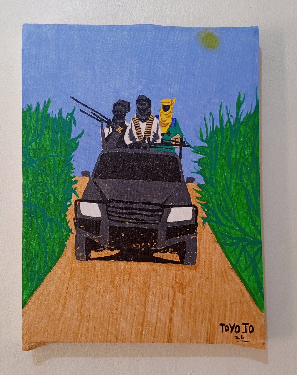 Toyo__Jo's tweet photo. As an Artist it is my responsibility to tell the times. 

The future needs to know what was really happening during my time.

In Nigeria, we are being terrorised by a group of armed Fulani men and our military can't help. 

I don't feel safe in my country. 

#endbadgovernanceinnigeria
#peterobifor2027
#nigeria
#insurgencyinnigeria