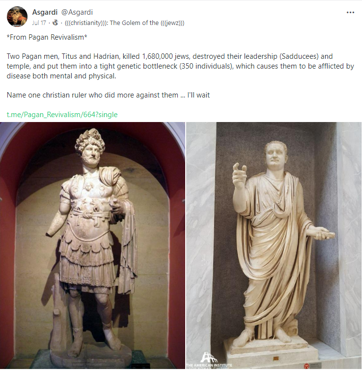 GoldenRuleKid's tweet photo. @RedWhiteBlueJew Hail Titus! Hail Hadrian! https://t.co/HR9G1Yh17s