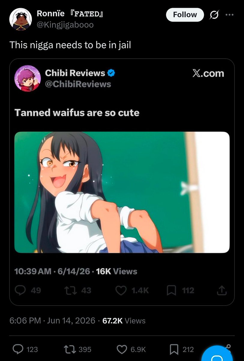 ChibiReviews's tweet photo. I am making people meltdown over my Nagatoro posts. I can't believe I can passively make that many people mad over fictional content

Imagine being afraid of the tanned waifu Nagatoro assets. Hope they know each interaction with me only makes me appear more in their feed.

Haha https://t.co/uhGMyf7kgR