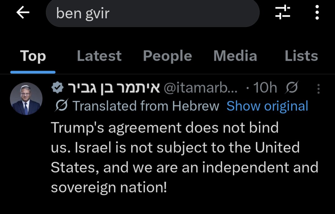 RealBrazenWolf's tweet photo. Seriously..

We really need to take the advice from Jews like Ben Gvir and let this "independent and sovereign" nation handle their own business..

Stop funding Israel with US taxpayer money..

America First, America Only 

Don't tread on #Peace https://t.co/g1EQNRYJMY