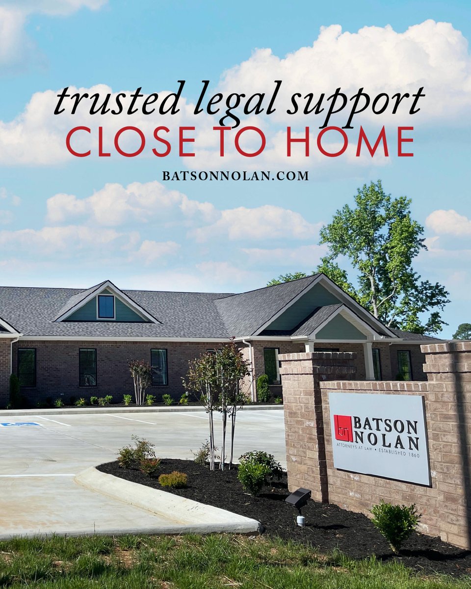 BatsonNolan's tweet photo. You don’t have to go to Nashville to find experienced legal guidance.

For more than 160 years, Batson Nolan has proudly served individuals, families, and businesses right here in our community.

Trusted legal support—close to home.

#AttorneysForLife https://t.co/pDljuXgolK