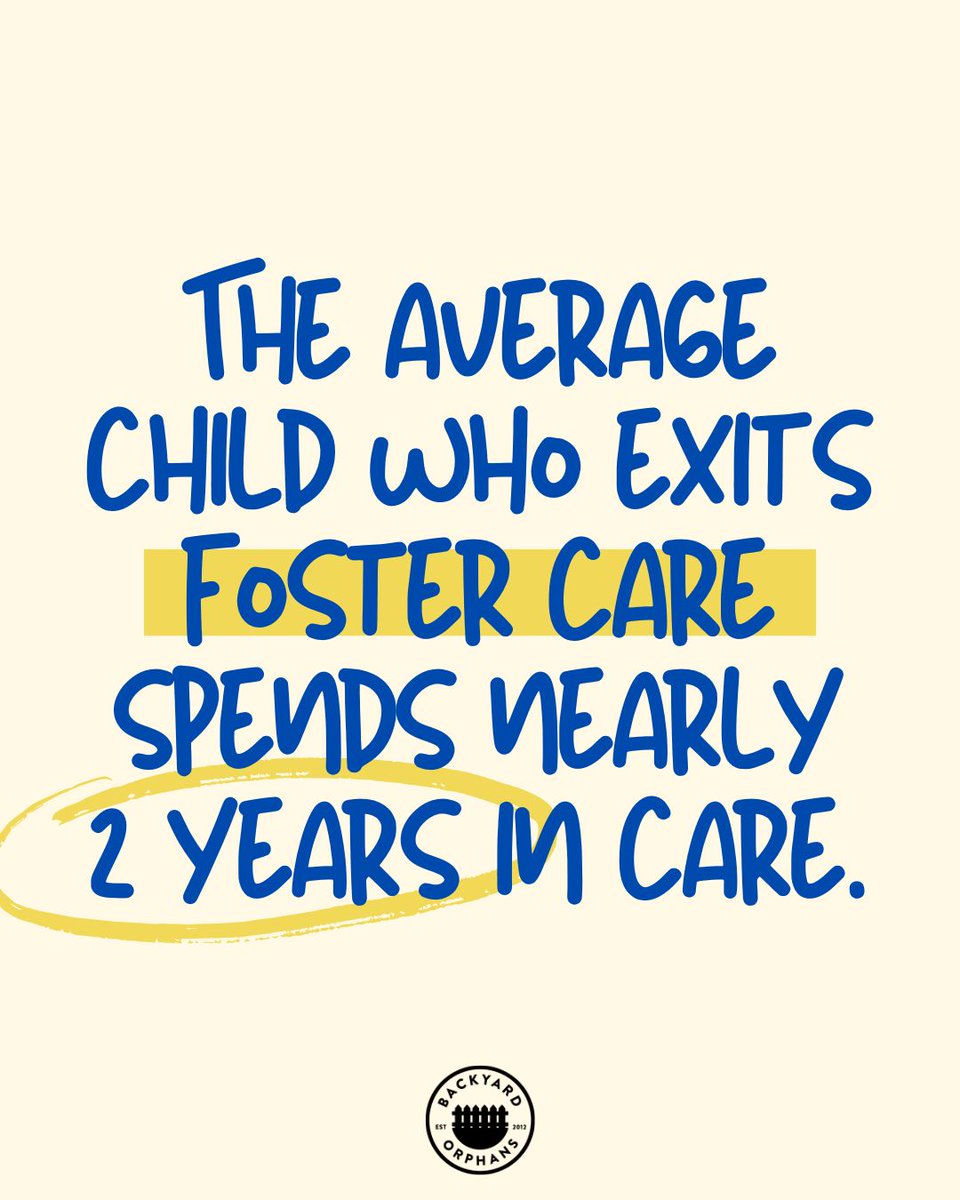BackyardOrphans's tweet photo. The average child who exits foster care spends nearly 2 years in care. That's 2 years of waiting, uncertainty, and transition. Every child deserves a safe, stable, and supportive family. The need is real, but so is the solution. Learn more at https://t.co/ekeHpy7jXF. https://t.co/211aNL0QKW