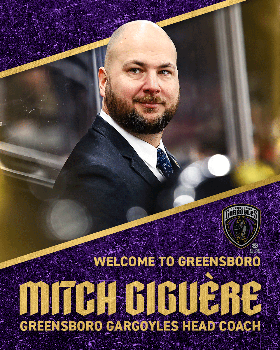 GSOGargoyles's tweet photo. The Gargoyles are excited to announce that Mitch Giguère has been named the franchise's second head coach.

READ MORE | https://t.co/B3C1x2ydoU

@ECHL @spittinchiclets @FloHockey https://t.co/7gwzJB0ZuJ