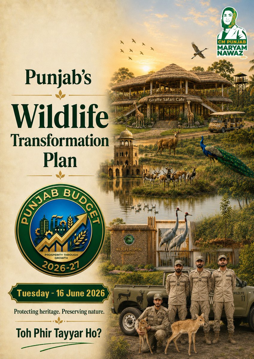 Hasy666's tweet photo. Punjab’s Wildlife Transformation Plan is redefining conservation and eco-tourism.

From a state-of-the-art Wildlife Hospital and Safari 200 to the exciting Giraffe Safari Café, the Punjab Budget 2026-27 reflects a commitment to protecting heritage, preserving nature, and creating new opportunities for sustainable growth.

A greener, wilder and more prosperous Punjab is on the horizon.
#PunjabBudget2026
@MaryamNSharif 
@Marriyum_A @qmalik86