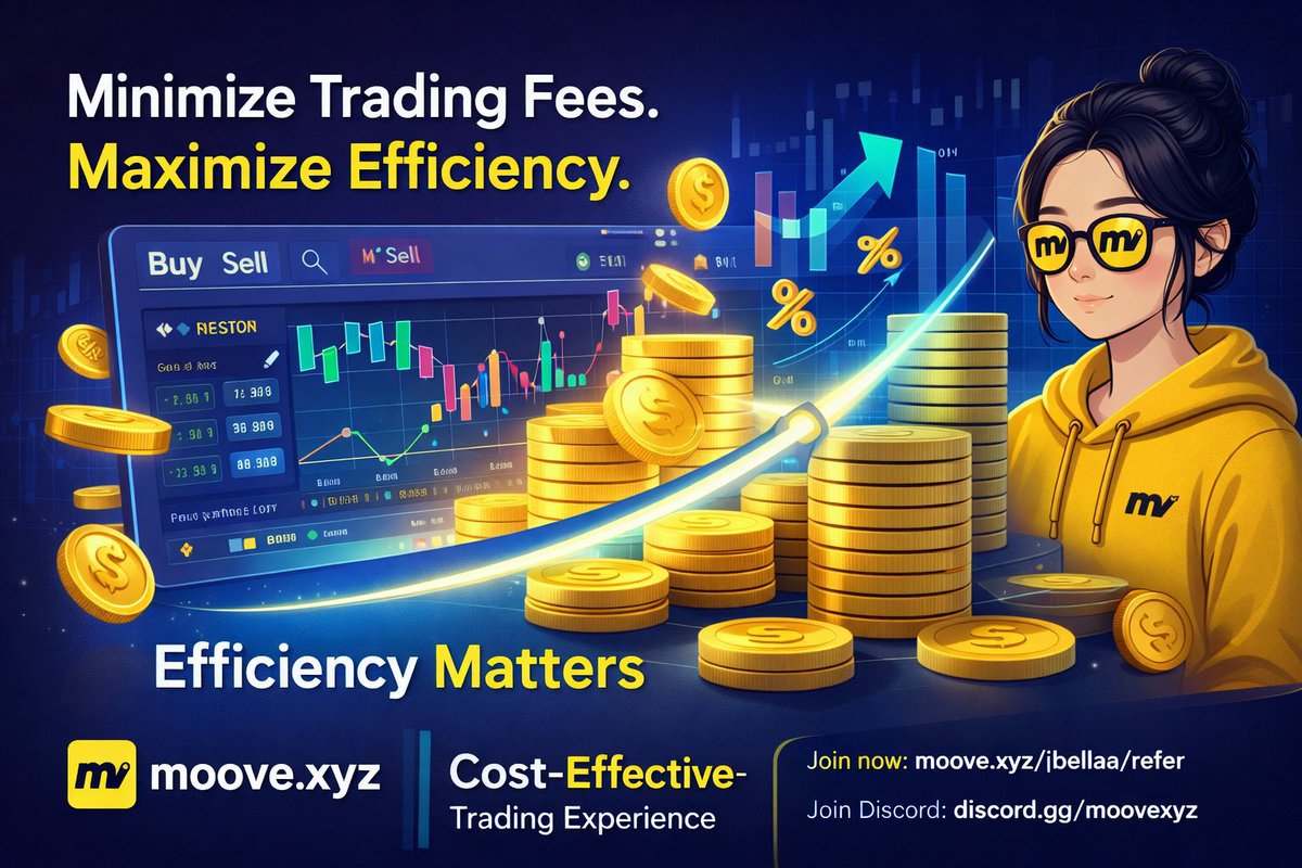 bellaa_web3's tweet photo. Most traders focus on finding the next big winner.

But one of the biggest factors affecting long-term results is often overlooked: trading fees.

Small costs on every transaction may seem insignificant, yet they can quietly reduce profits over time.

The more you trade, the more those fees add up.

That’s why efficiency matters.

@moovexyz is focused on creating a cost-effective trading experience, helping users keep more of their capital instead of losing it to unnecessary fees.

Because successful trading isn’t only about maximizing gains.

It’s also about minimizing losses, including the hidden ones.

Over time, every dollar saved remains available for future opportunities.

And that can make a bigger difference than most people realize.

Join now: https://t.co/kbnO7tAi4V
Join Discord: https://t.co/KcIVUuCcBR