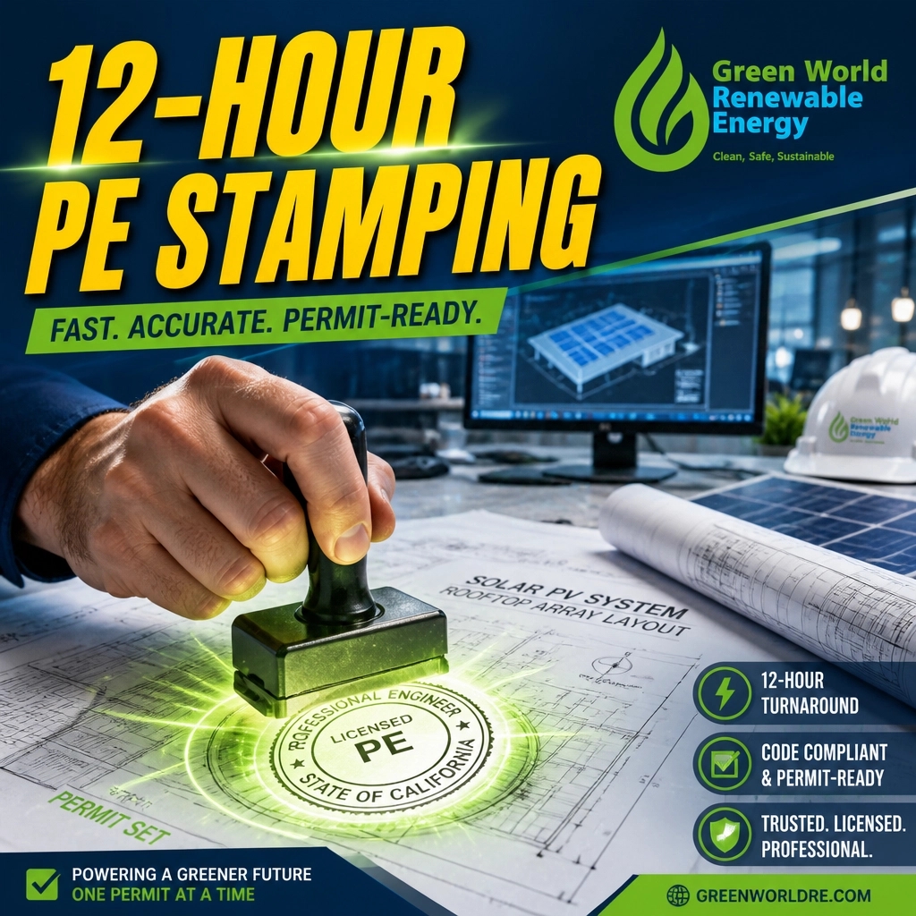 greenworldus's tweet photo. Stop letting permitting delays stall your projects. ⚡️ Eliminate bottlenecks with our 12-hour PE Stamping turnaround. High precision, full compliance, zero delays.

📞 +14432328517
📧 arjun@greenworld-energy.com

#SolarEnergy #RenewableEnergy #Engineering #CleanEnergy https://t.co/UuzzZ34NCA