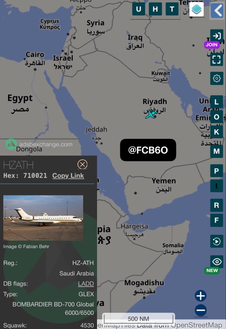 FCB6O's tweet photo. طائرة خاصة من طراز Bombardier Global 6000 (تسجيل: HZ-ATH) تابعة للأسطول الملكي السعودي 🇸🇦، أقلعت من مطار الملك خالد الدولي بالرياض 🇸🇦، وهبطت قبل قليل في مطار الخرطوم الدولي 🇸🇩.
🔹 تستخدم الطائرة عادة لنقل كبار المسؤولين.
🔹 وتعد أول طائرة حكومية سعودية تصل للخرطوم منذ أبريل 2023. https://t.co/eJxZDv2gV6