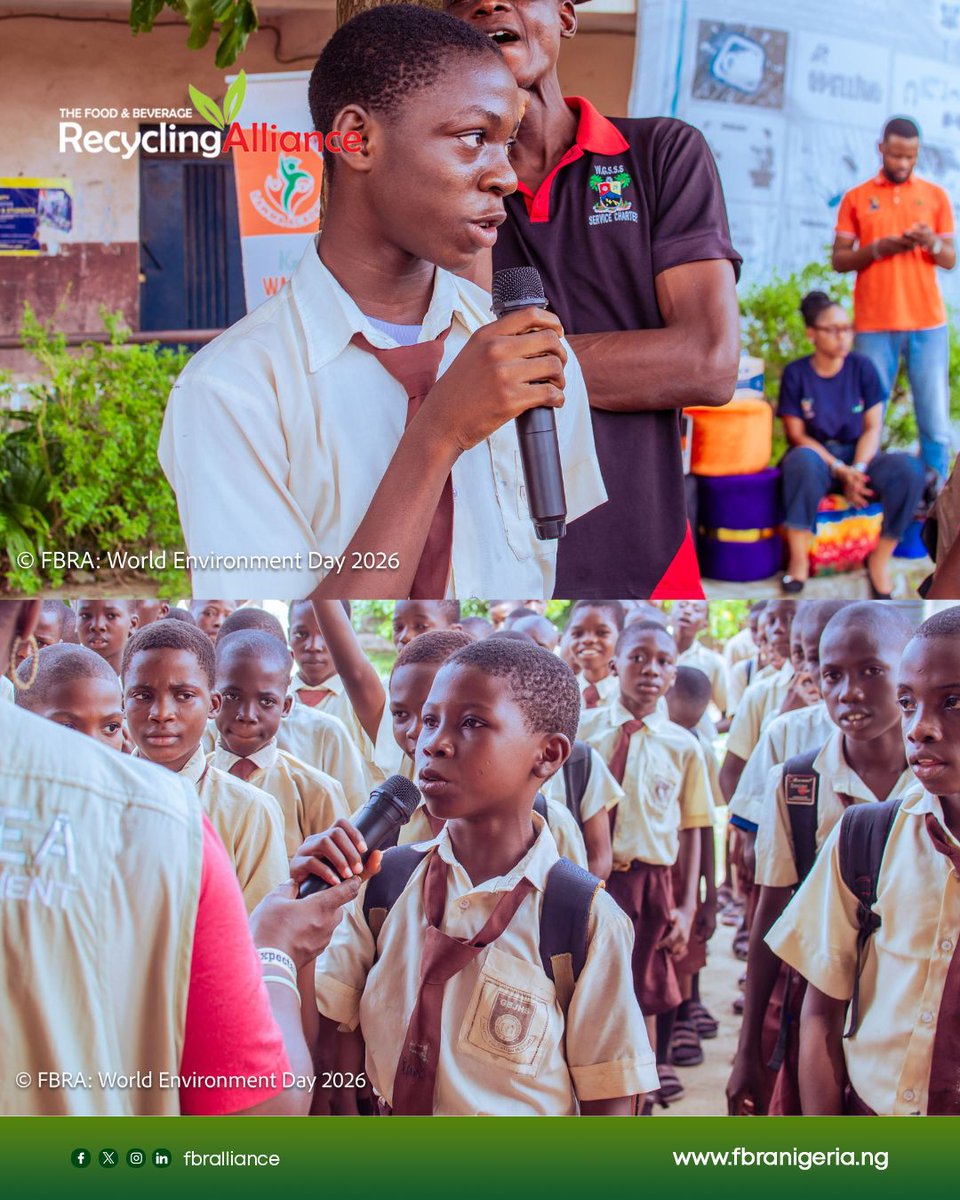fbralliance's tweet photo. To mark #WorldEnvironmentDay2026, FBRA engaged over 250 students at Gbaja Boys High School, Surulere, Lagos, on the importance of recycling, proper waste management, and the circular economy.

#FBRA #Recycling #CircularEconomy https://t.co/EmCK73H5aC