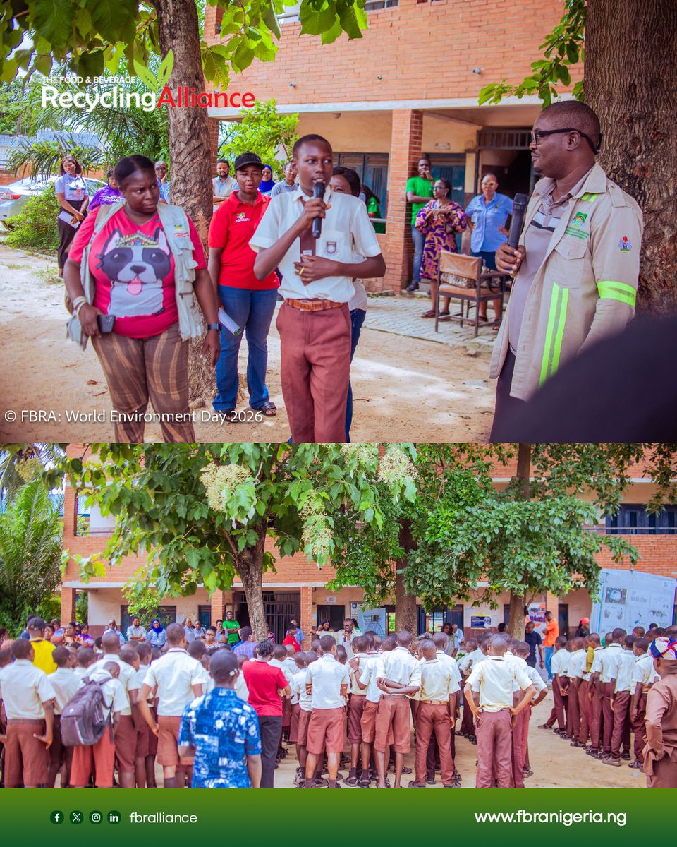 fbralliance's tweet photo. To mark #WorldEnvironmentDay2026, FBRA engaged over 250 students at Gbaja Boys High School, Surulere, Lagos, on the importance of recycling, proper waste management, and the circular economy.

#FBRA #Recycling #CircularEconomy https://t.co/EmCK73H5aC